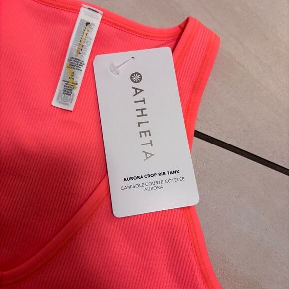 Athleta Aurora Crop Rib Tank NEW with tags Size XS Sunset Glow - Picture 12 of 16